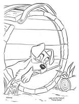 coloriage le clochard dort dans un tonneau